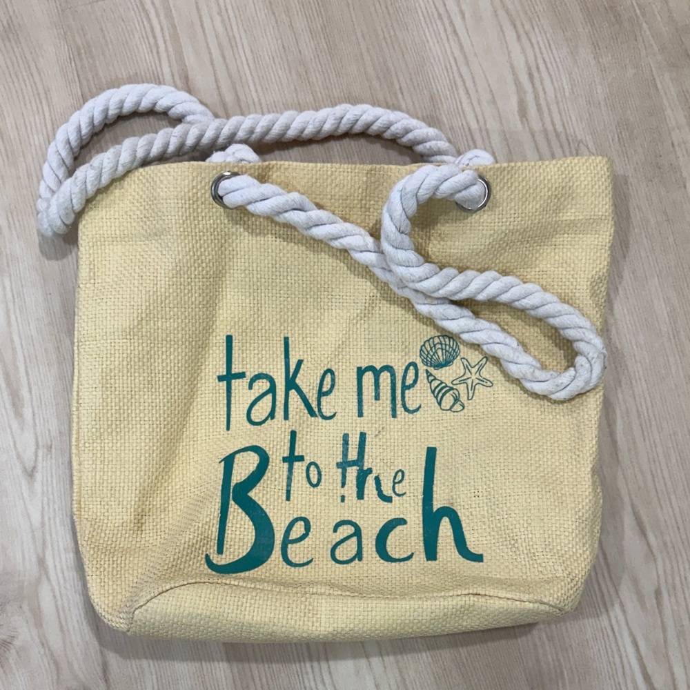 Canvas Beach Tote Bag - Yellow